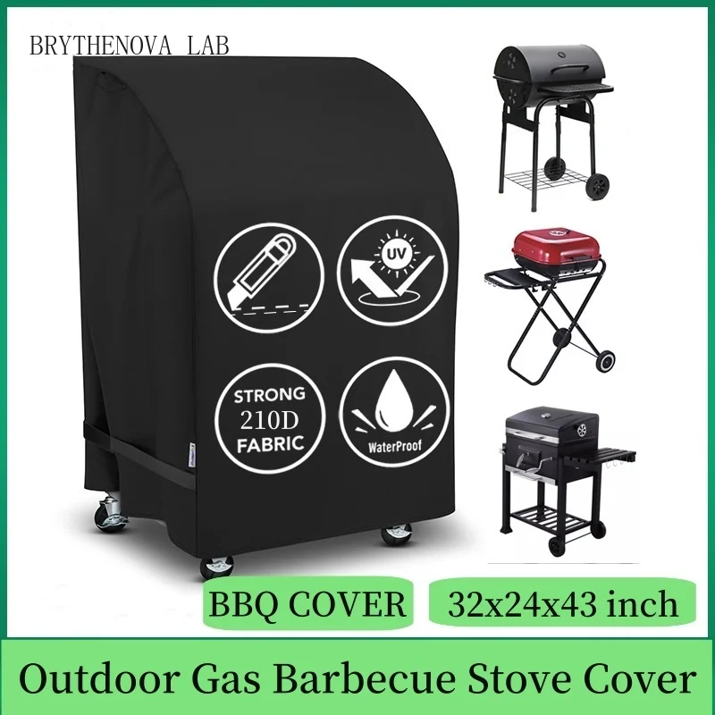 32 inch Outdoor BBQ Cover, Gas Barbecue Stove Cover Waterproof Weber Dust Heavy Duty Grill Cover, Rain Protective Barbecue Cover