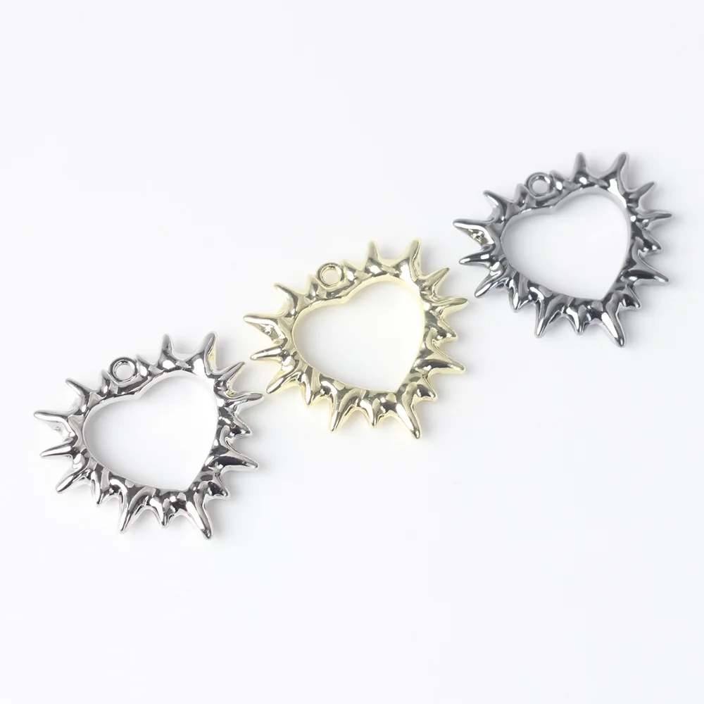 10Pcs/pack Simple Alloy Thorn Heart Pendant DIY Bracelets Necklaces Jewelry Accessories