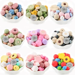 38/40Pcs/Set Silicone Focal Beads Flower Leaves Loose Beads Sets For Jewelry Making DIY Keychain Necklace Bracelet Accessories