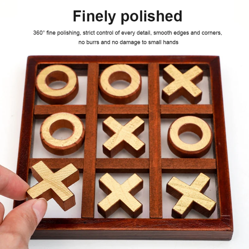 Parent-Child Interaction Wooden Board Game XO Tic Tac Toe Chess Funny Developing Intelligent Educational Toy Puzzles