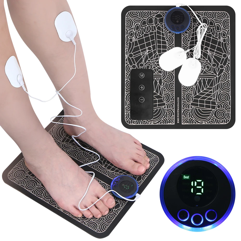 

EMS Foot Massager Mat Electronic Foot Stimulator Improve Circulation Muscle Relaxation with 8 Modes &19 Levels for Men Women