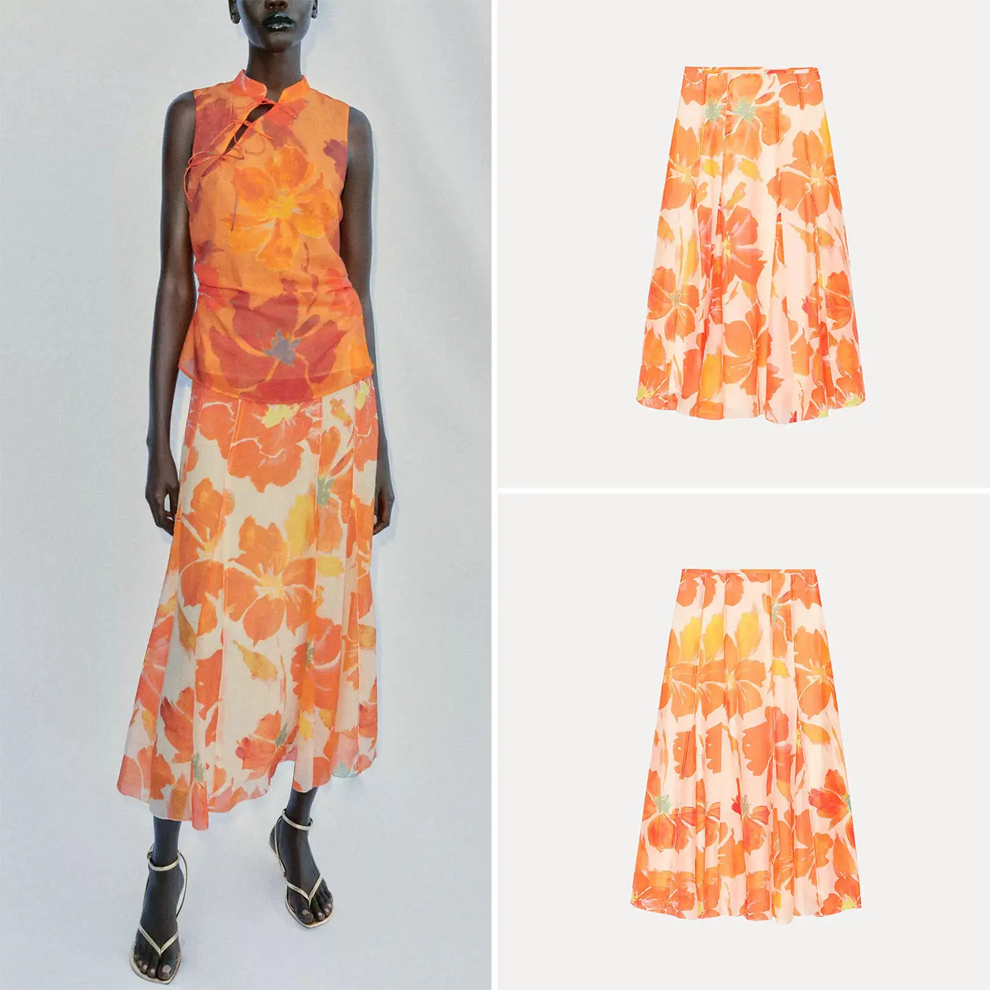 

Women's Floral Print Midi Skirt Versatile Summer Fashion Personalized Matching 2026 New Arrival Standard Fit Ladies Skirt