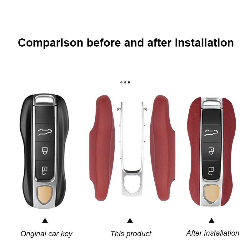 Luxury Genuine Leather Car Key Case Cover Protective Keychain For Porsche Boxster Cayman Panamera Cayenne Macan 718/911 Taycan