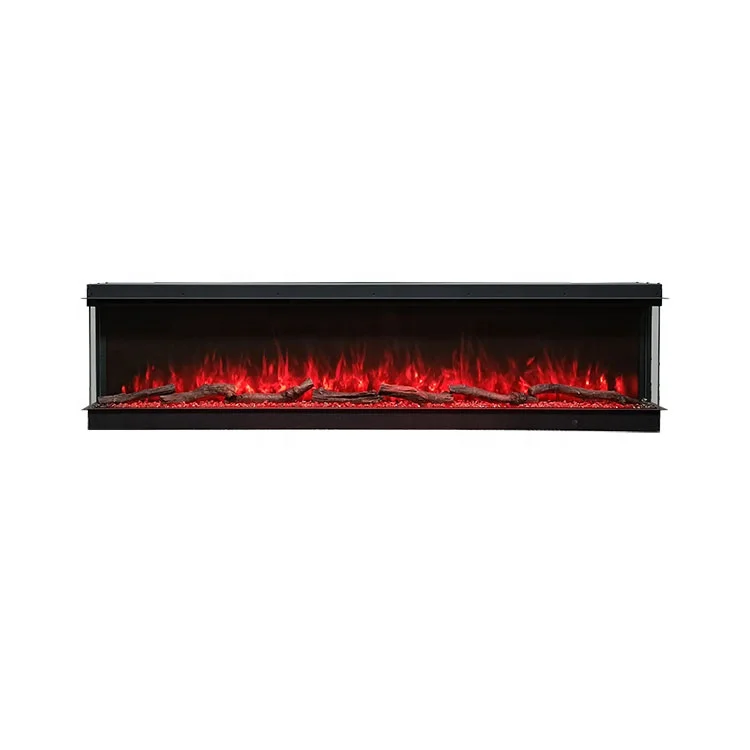 Electric Fireplace with Three Side Fire Observation, 7 Temperature Levels and 13 Flame Colors, Sturdy Glass and Steel, Customize