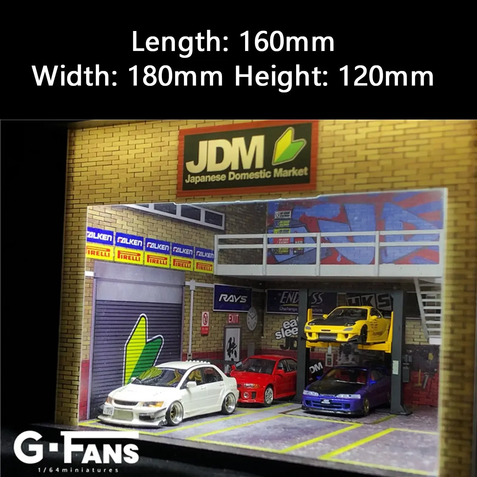 New Diorama 1/64 LED Lighting Double-Deck Model Car Garage Collection Display car model display High quality gifts for friends