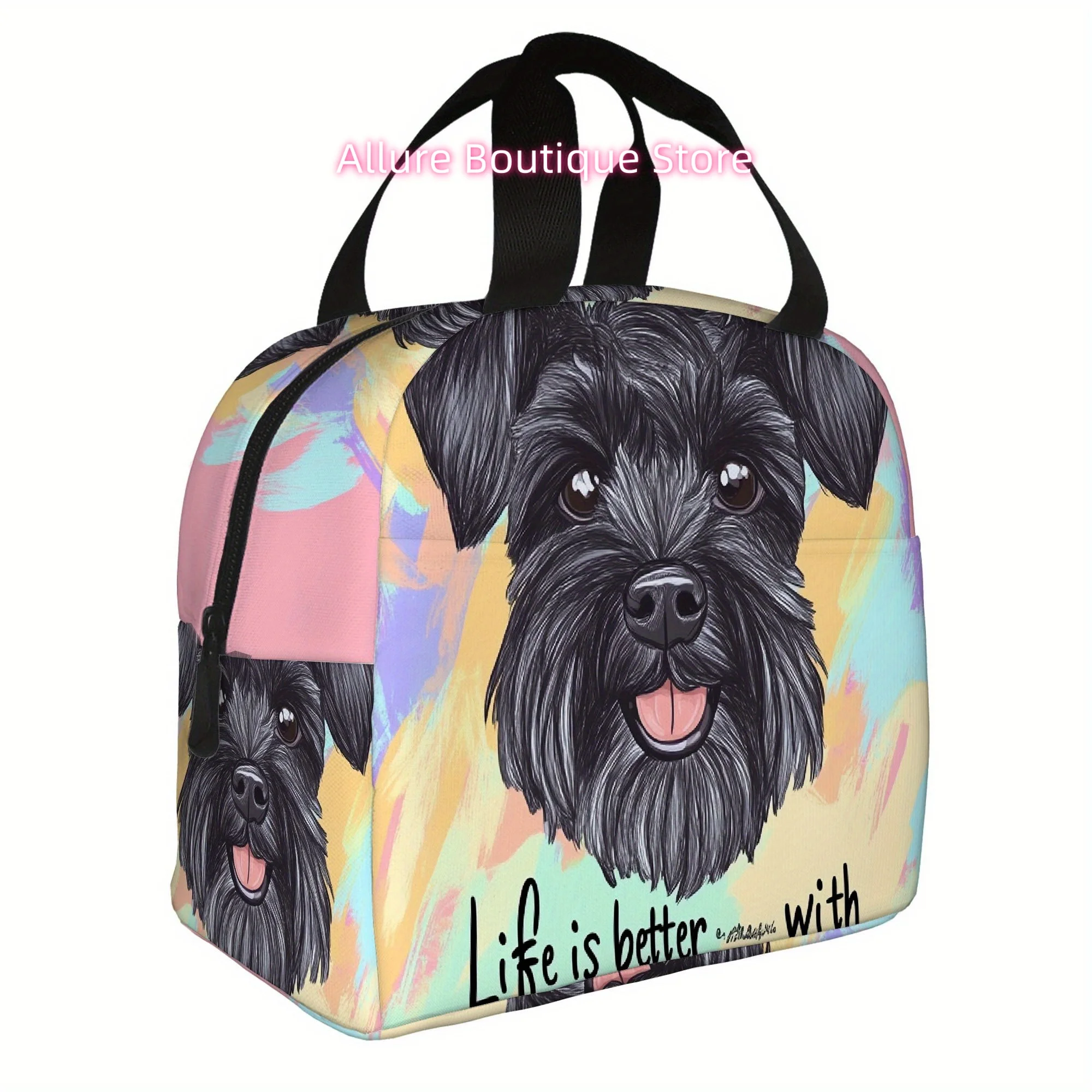 

1pc, Miniature Schnauzer Love Printed Thermal Bag, Insulation Bag, Insulated Bag, No Food Contact, Suitable for Home, Restaurant