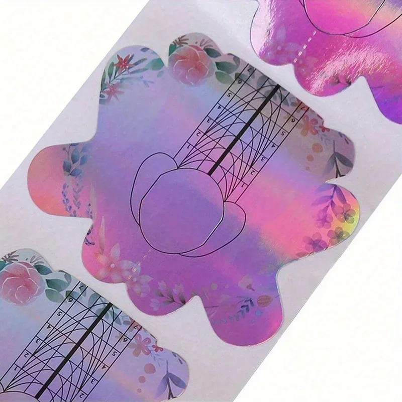 100Pcs Nails Art UV Gel Tips Extension Builder Form Acrylic French Printed Nail Tip Stencil Stickers for Manicure Tools