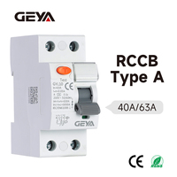 GEYA Type A RCD RCCB Electromagnetic Residual Current Circuit Breaker Overload Leakage Protector 2P 30mA 6KA 40A 63A 230V MCB