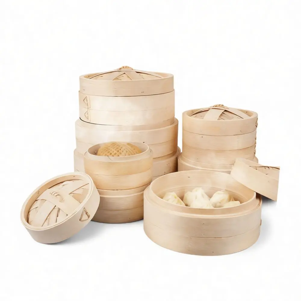 Organic Bamboo Steamer For Cooking Bun Dumpling Deepened Heightened Design Traditional Kitchen Cooking Equipment