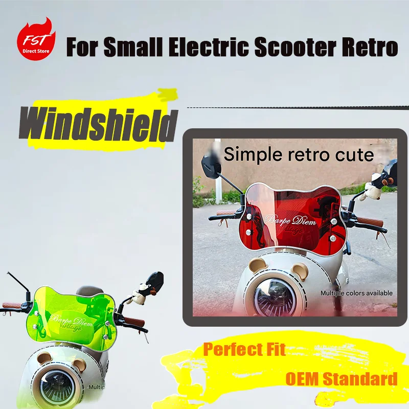 

Universal Small Retro Electric Bike Windshield Vintage Windproof Rain Deflector for E-Bike