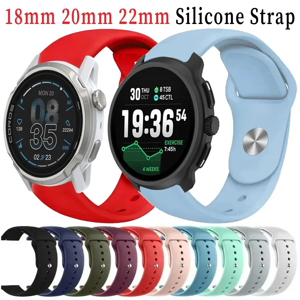18mm 20mm 22mm Silicone Strap For COROS PACE 4 Pro/APEX 4 42mm Soft Sport Wristband CMF Watch 3 2 Pro Suunto Vertical 2/Race 2 S