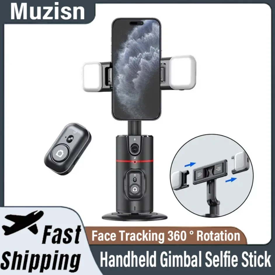 

Подставка для настольного телефона P02 с отслеживанием лица 360° ° Автоматическое вращение для iPhone 16, 15, Samsung S3, портативный подвес Xiaomi для селфи