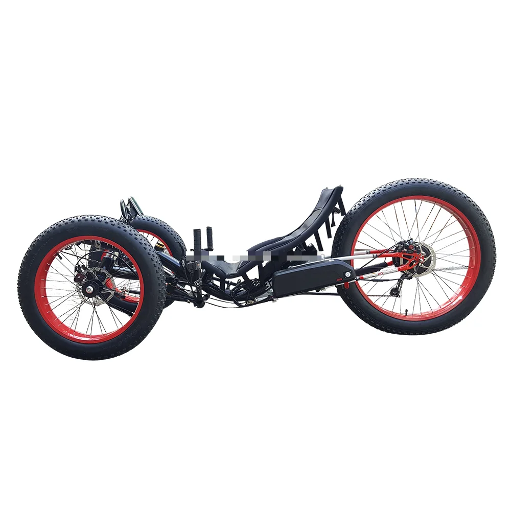 ฟรีนําเข้าDutyกรอบอลูมิเนียม 500Wไฟฟ้าDriftสามล้อSnow Mountainไขมันเต็มยางRecumbent Trikeสําหรับขาย