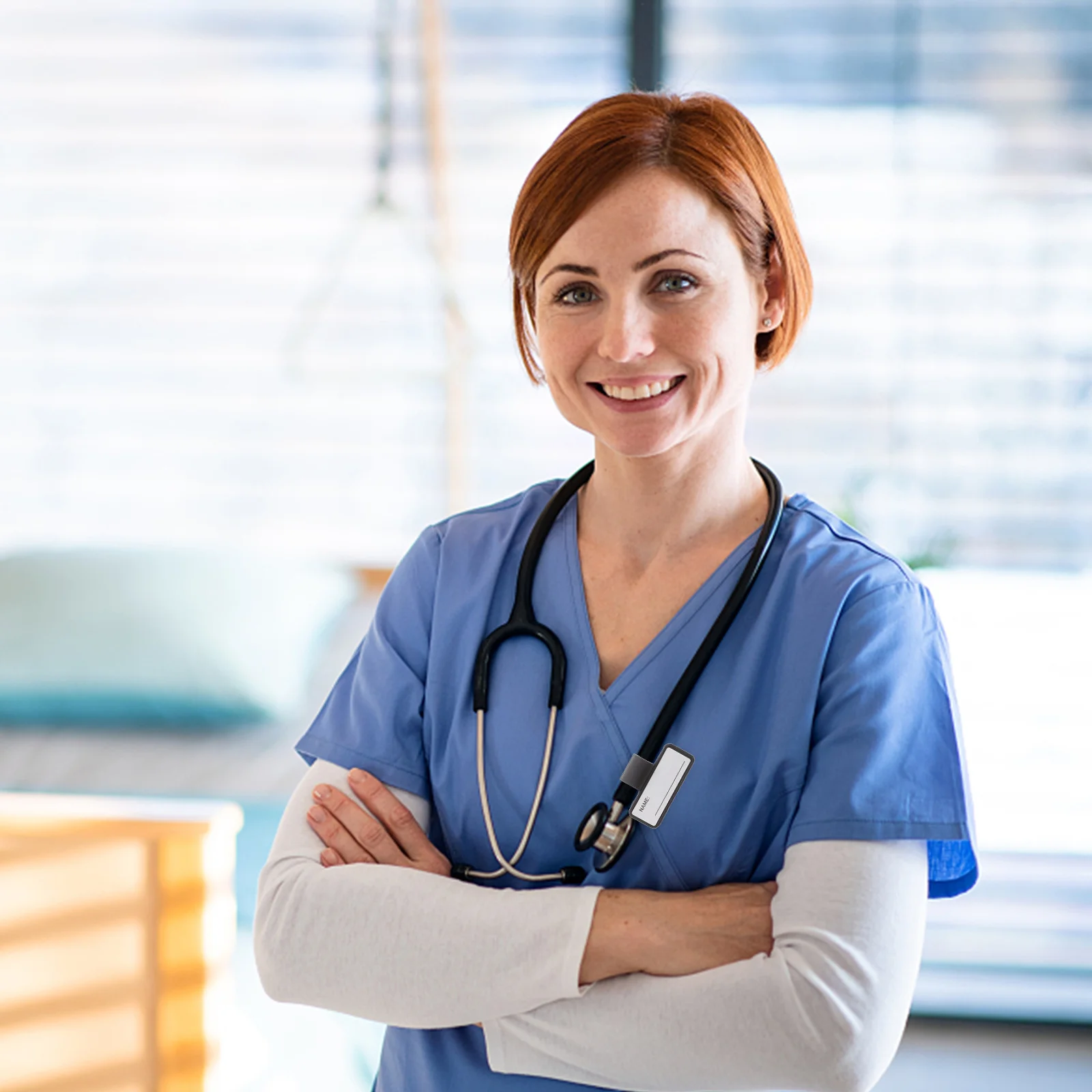 

5 шт. пластиковых двусторонних держателей для идентификационных бирок на стетоскоп, клипсы для трубки стетоскопа, сменные держатели для карт, идентификационные таблички