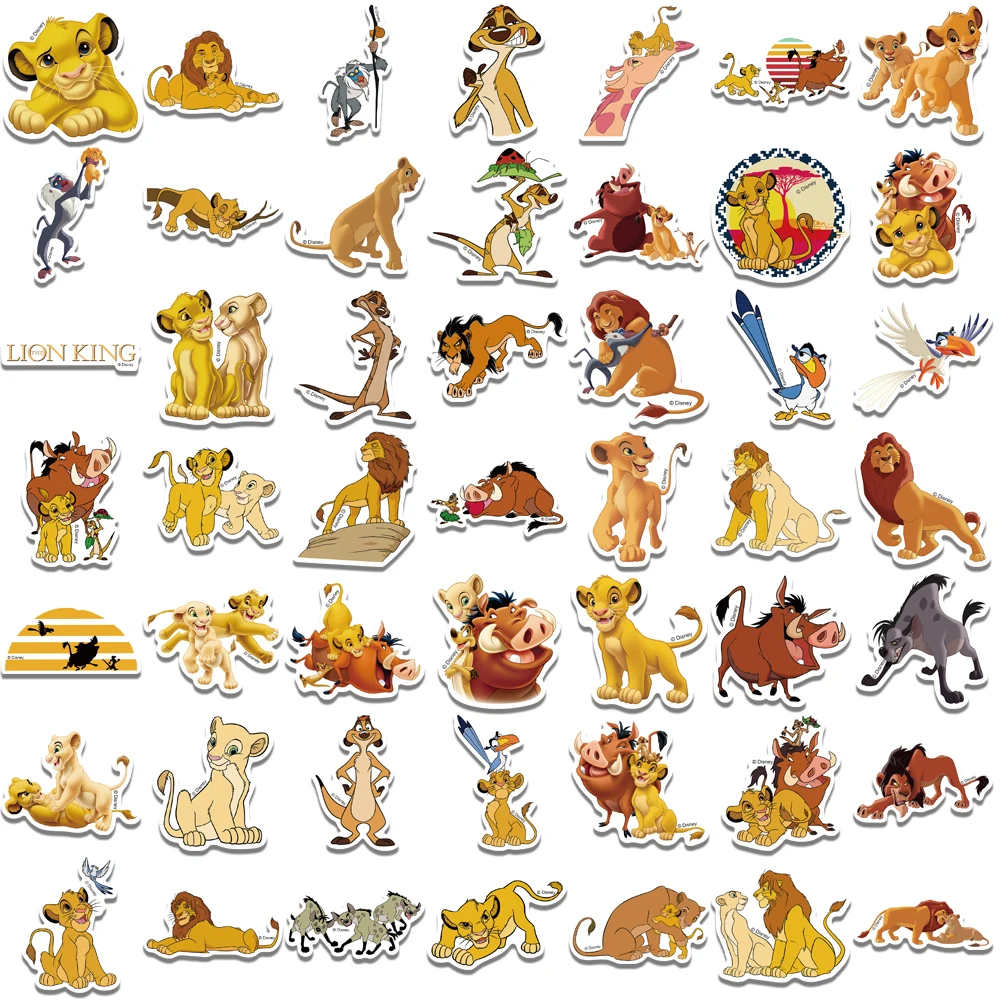 Disney Movie The Lion King Cartoon Stickers, Decalques bonitos Brinquedos para crianças, Scrapbook DIY, laptop, bagagem, telefone, capacete, carro,