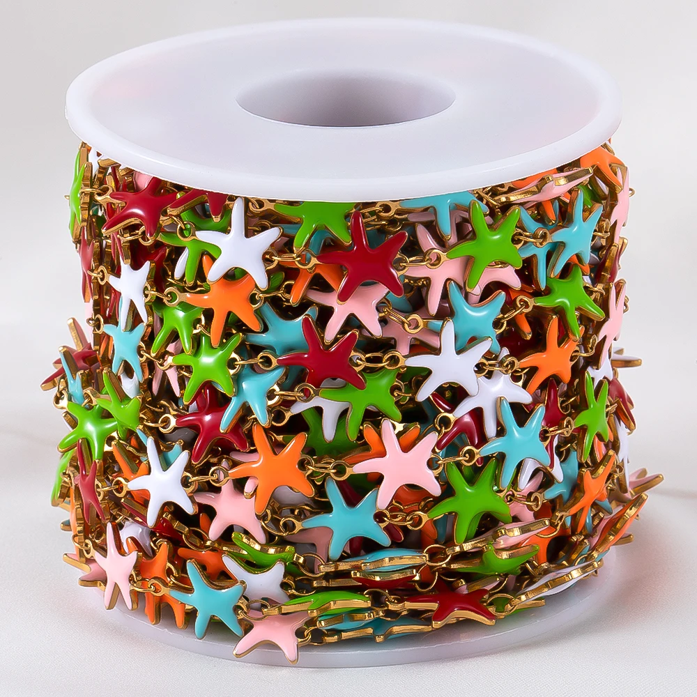 

0.5Meter 1Meter Stainless Steels Enamel Starfish Gold Chains DIY Necklaces Making Jewelry Findings Sea Bracelets Anklet Supplies
