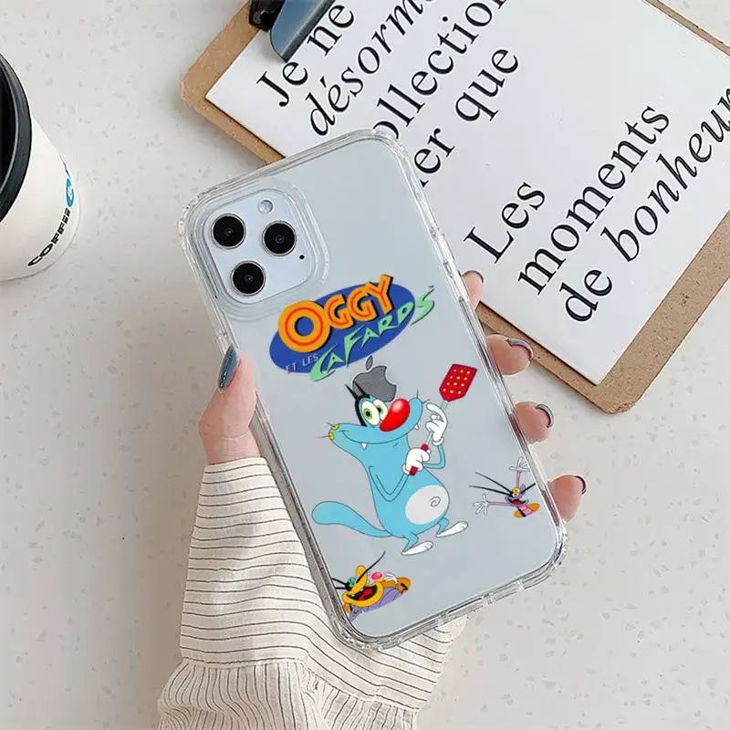 Cartoon Oggy et les Cafards Phone Case For iPhone 11 12 Mini 13 14 Pro XS Max X 8 7 6s Plus 5 SE XR Transparent Shell