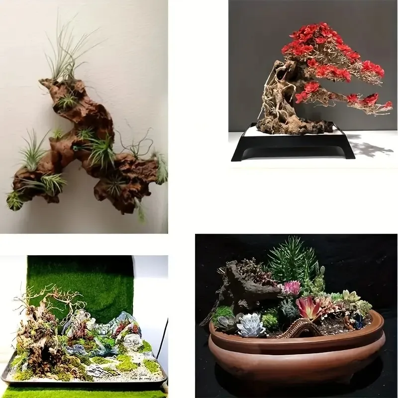 1/2 Stück authentische Aquarium-Dekoration aus natürlichem Treibholz – kleine Aquarium-Ornamente, echte Holzlandschaft mit Rinde, Unterwasser-Dekoration – Detail 3