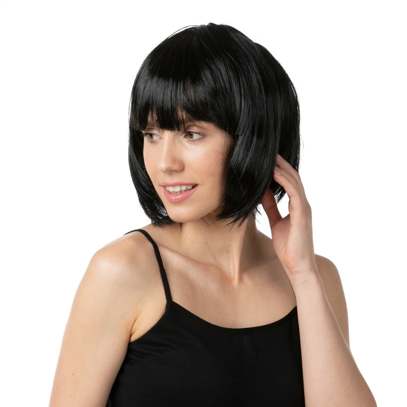

Black Bob Wig Fancy Dress Flapper Cosplay Costume Short 1920's Cute Ladies Wig