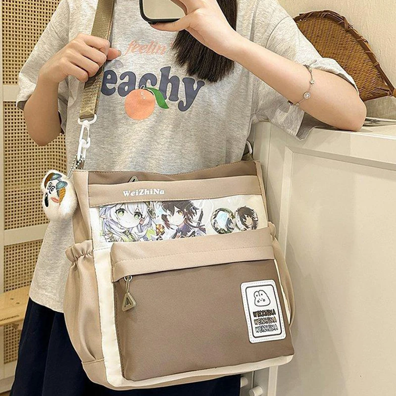 

HAEX Kawaii Women Tote Bags 2025 Dopamine Patchwork Crossbody Shoulder Bag Small Capacity Clear Window Card Show Bolso Mujer
