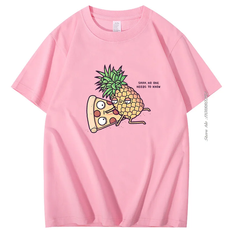 Funny Graphic T Shirts Pineapple Pizza Fruit Print T Shirt Harajuku Aesthetic Tops Casual Fashion Streetwear Cotton Mens Clothes