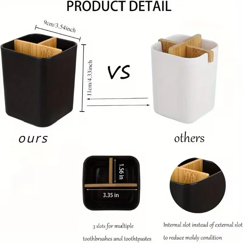 Bathroom Organizer Made of with Three Compartments for Toothbrushes And Toothpaste, Suitable for Electric Toothbrushes