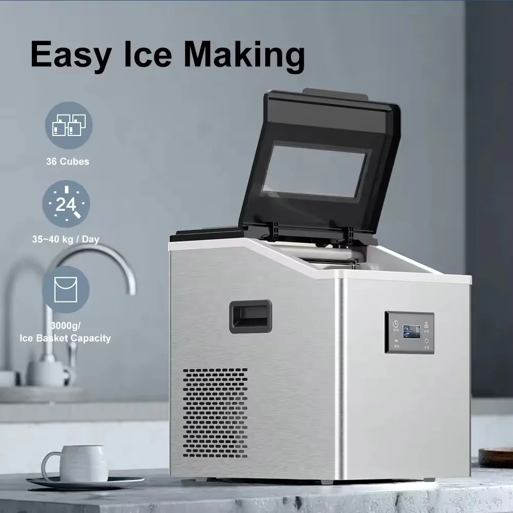 PANCERKA Countertop Electric Ice Cube Block Makers 50kg Self-Cleaning Automatic Small Machine Plastic Household