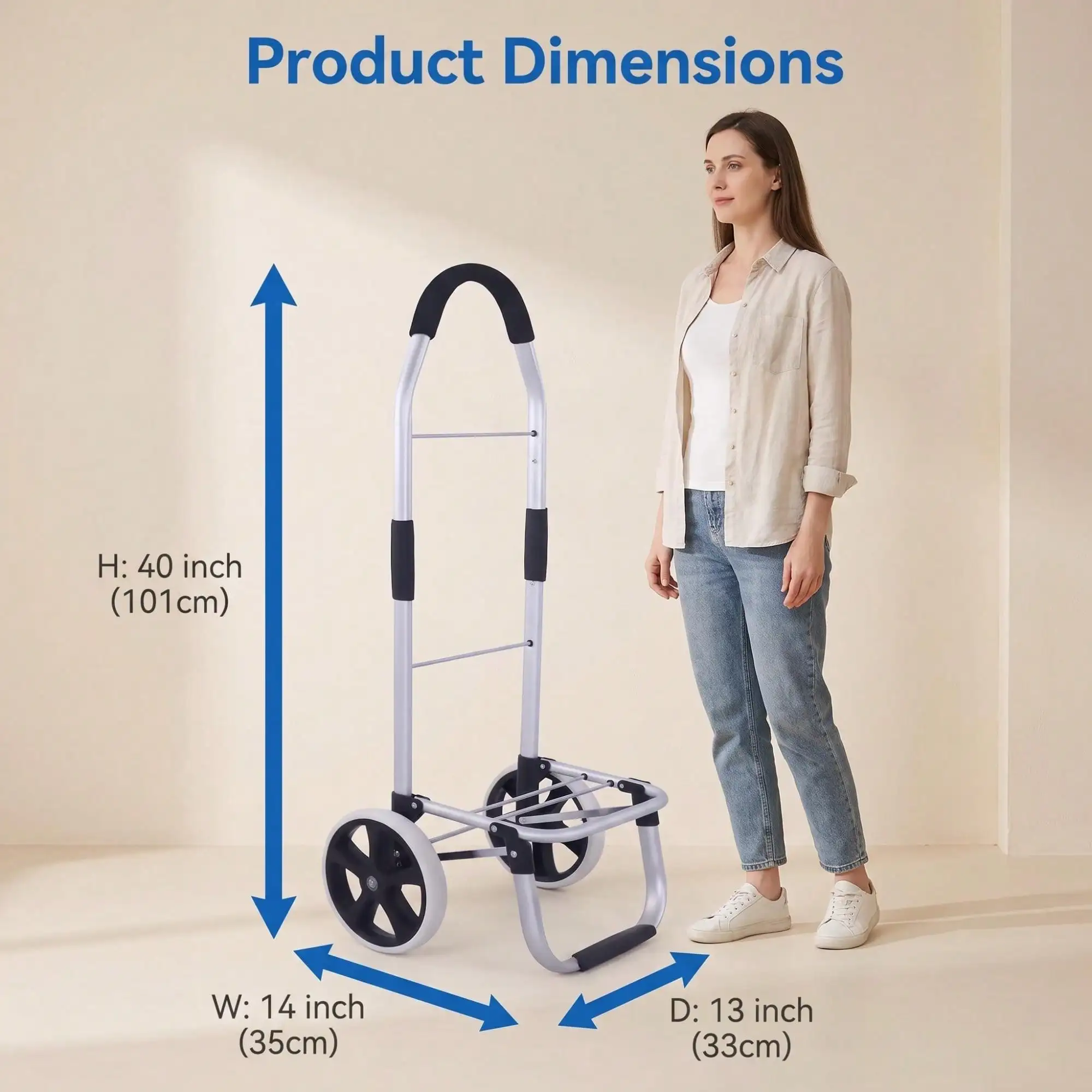 Aluminum Alloy Shopping Cart, Large Capacity Foldable Utility Wagon, Quiet Large Wheels, Load Capacity, Shopping Cart, Small Trolley, Climbing Stairs, Pulling Goods, Portable Trolley, Folding Hand Cart