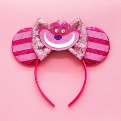 Disney Alice in Wonderland Cheshire Cat Ears Headband for Girls Kids Mickey Mouse Hairband Women Hair Accessories Adult Headwear