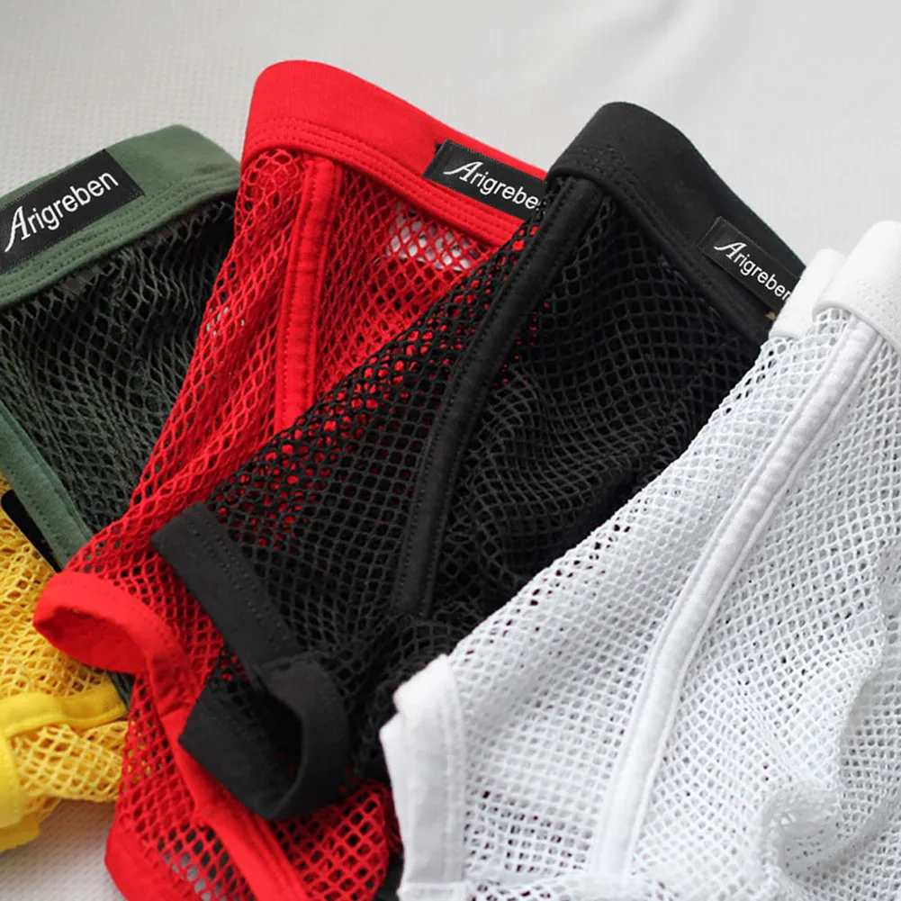 

Men Pouch Bikini Breathable Underpants Mesh Underwear Comfort Panties Hot Sexy Boxers See Through Briefs Hollow Out Lingerie