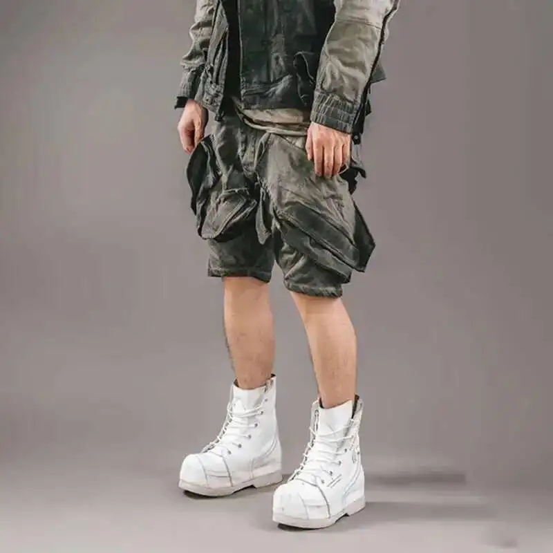 HKSH Multi Pocket Workwear Washing Worn-out Casual Knee Length Pants Punk Safari Style Shorts Summer Niche Design Cropped HK0813