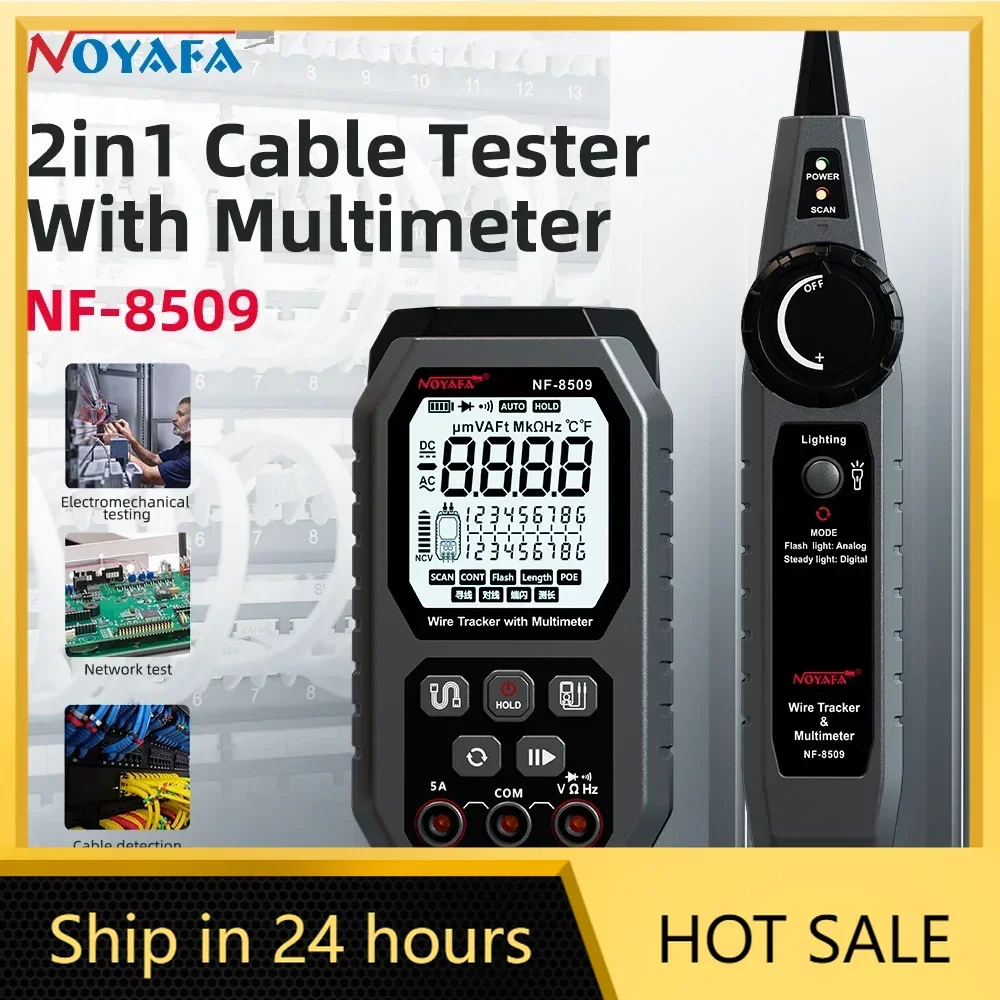 

Noyafa Network Cable Tester Digital Cable Tracker PoE Tester Cat5 Cat6 Wire Tracker Measure Length Wiremap Tester Network Tools