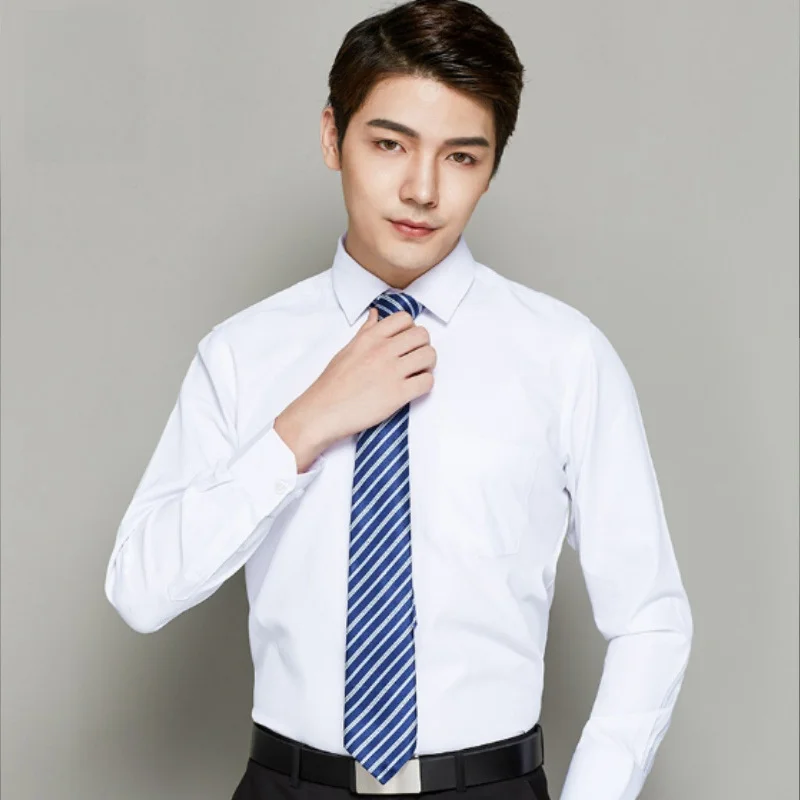 

Business Casual Men's Long Sleeve Shirt Breathable Cotton Slim Fit Professional White Shirt Yangjing Brand Spring Autumn
