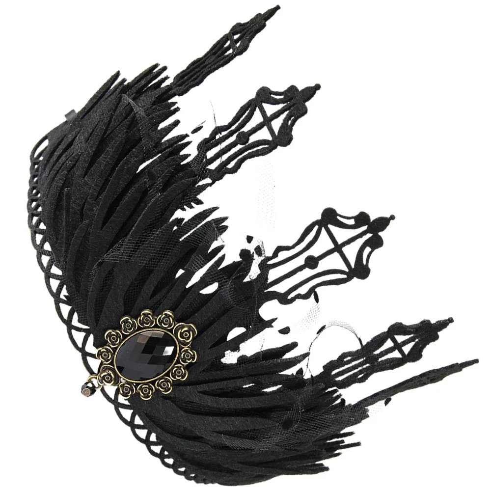 

Baroque Retro Crown Halloween Masquerade King Princess Witch Tiara Gothic Style Accessories Bride Hair Make up Cosplay Mesh The