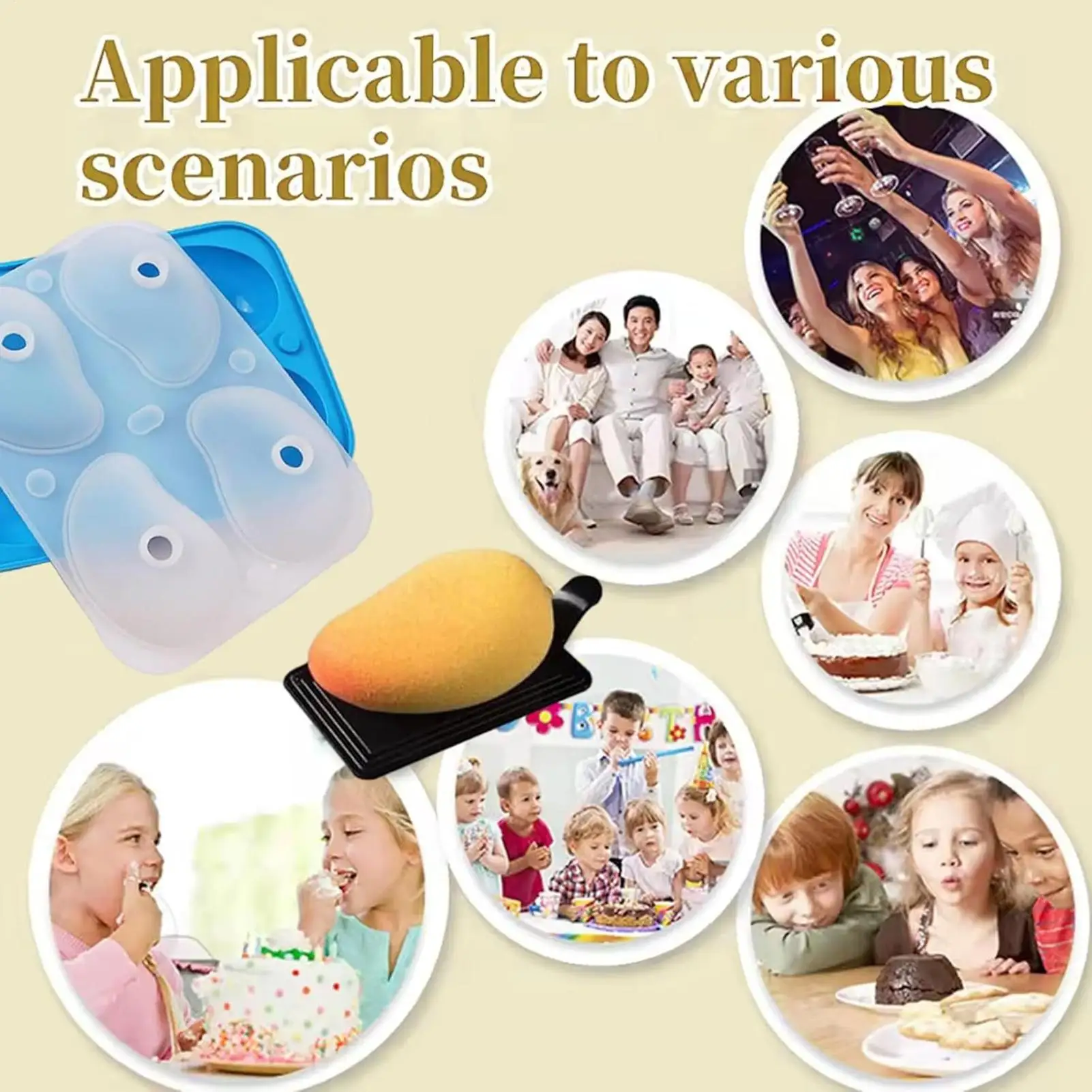 

3D домашняя форма для шоколада в форме манго, 4-полая форма для мусса, легко извлекаемая форма для торта для желе, пудинга, инструмент для выпечки шоколада