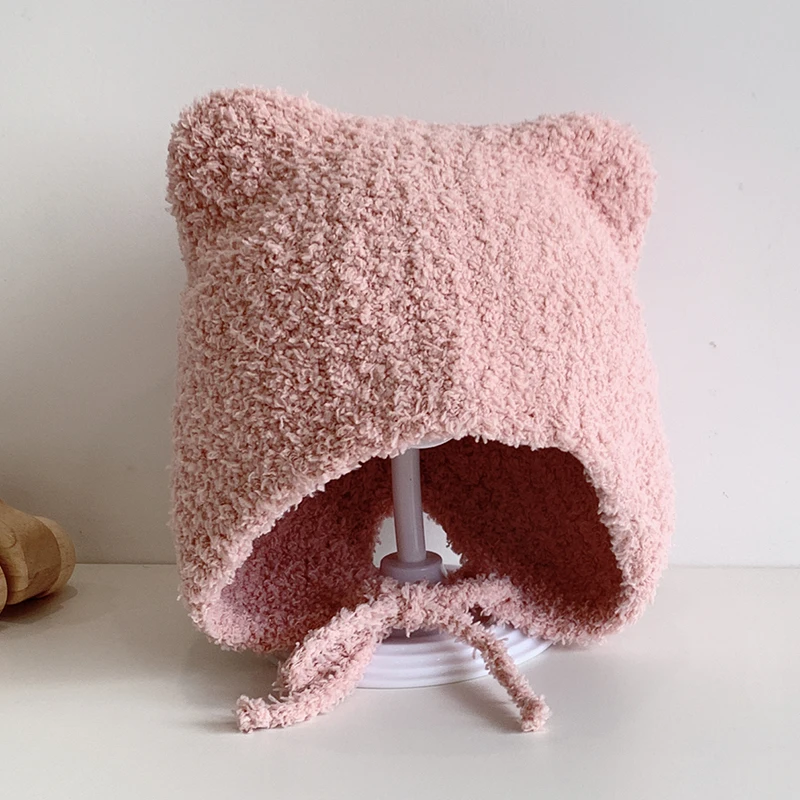 Winter-Babymütze mit Cartoon-Ohrenschutz, weiche, warme Strickmütze für Jungen und Mädchen, niedliche Katzen-Häkelmützen, Gorros für Kinder – Detail 7
