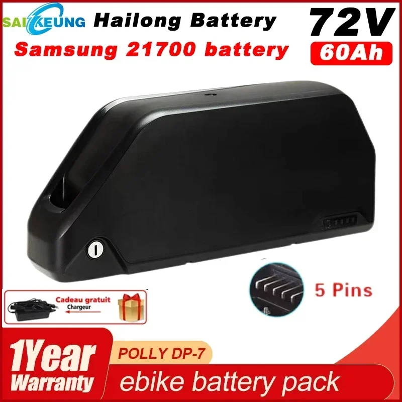 72v Electric Bike Battery Hailong 3000w Polly DP7 for Electric Bicycle 36 52 60v 16 20 25 30 40 45 50 60ah 2000w Lithium Ion 48v