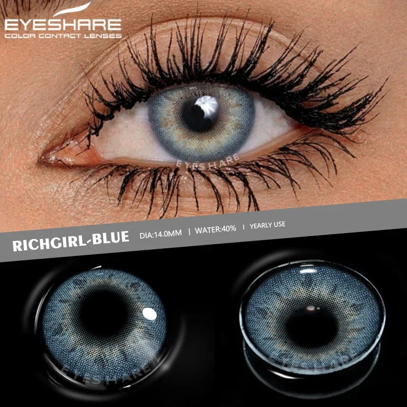 EYESHARE 1Pair Colored Contact Lenses for Eyes Natural Eye Color Lenses Brown Eye Lenses Blue Contacts Yearly Green Contact Lens