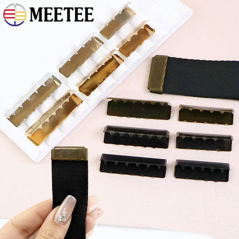 

10/20/30Pcs Meetee 20-38mm Metal Webbing Strap Clip Buckle for Pants Belt Wallet Zipper Tail Buckles Leather End Stopper Clasp