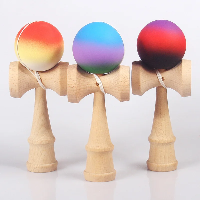 Competition Grade Kendama Puzzle Cube - Beech Wood Juggling with Tri-Color Gradient (Blue/Pink/Purple) - Balance Training Tool