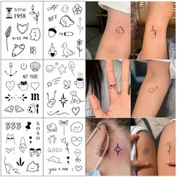 6pcs Creative Small Pattern Finger Wrist Temporary Tattoo Stickers Cute Cartoon Dinosaur Dark Tattoo Girls DIY Body Art