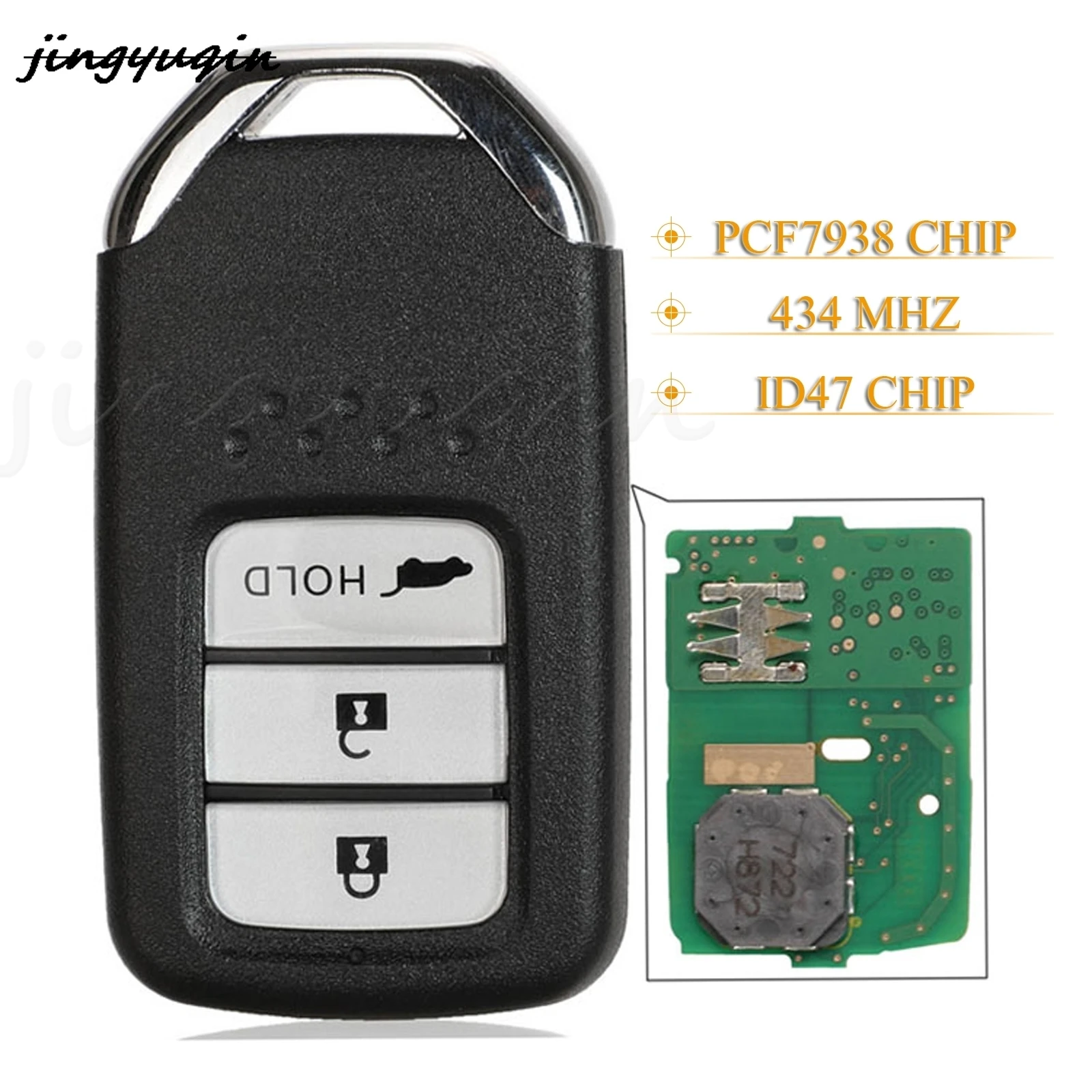 

jingyuqin 3 Buttons Smart Remote Car Key Fob 434Mhz ID47 Pcf7938 For Honda CR-V 2018 A2C983191003