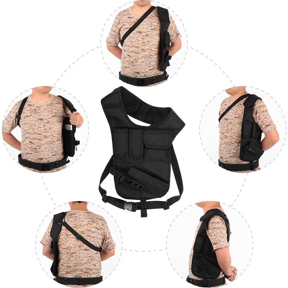 Tactical Gun Holster Universal Right Hand Pistol Gun Carry Pouch Concealed Shoulder Holster for Glock 17 19 with Magazine Pouch