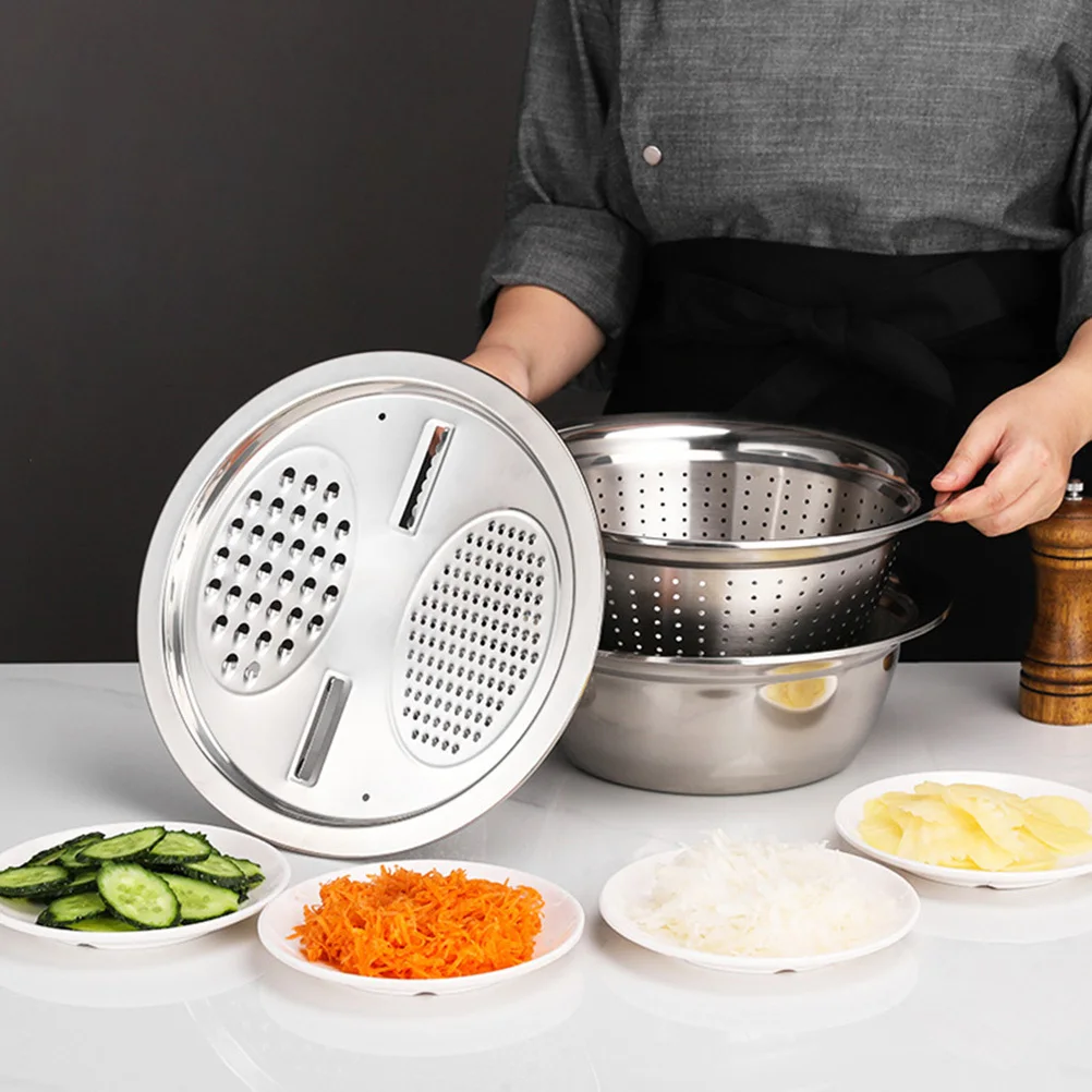 طقم قطاعة خضروات مكون من 3 قطع مبشرة مطبخ ممتازة مع حوض تصريف للفواكه والخضروات أداة تقطيع فعالة للخضروات #3