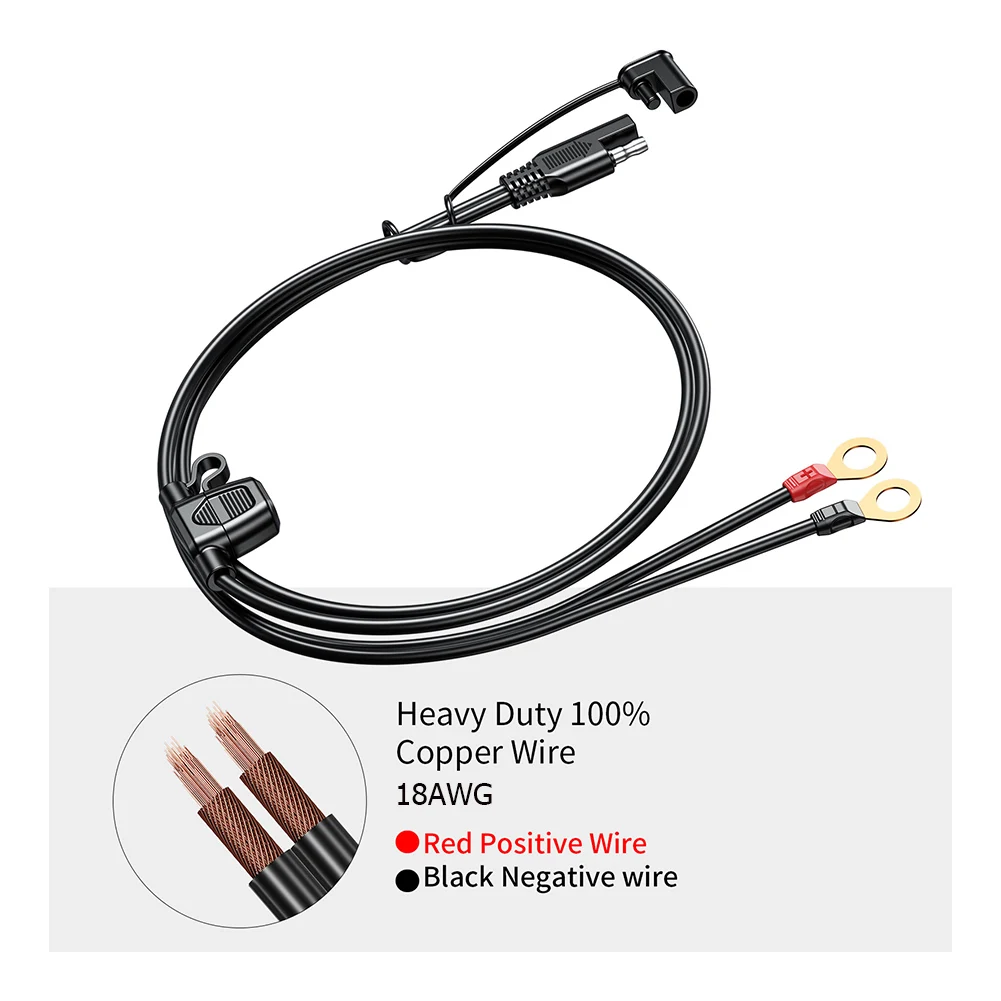 12-24V Ring Terminal Cable Connector Moisture-proof 18AWG 2 Pin To O Ring Terminal Extension Cord for Battery Charger/Maintainer image 5
