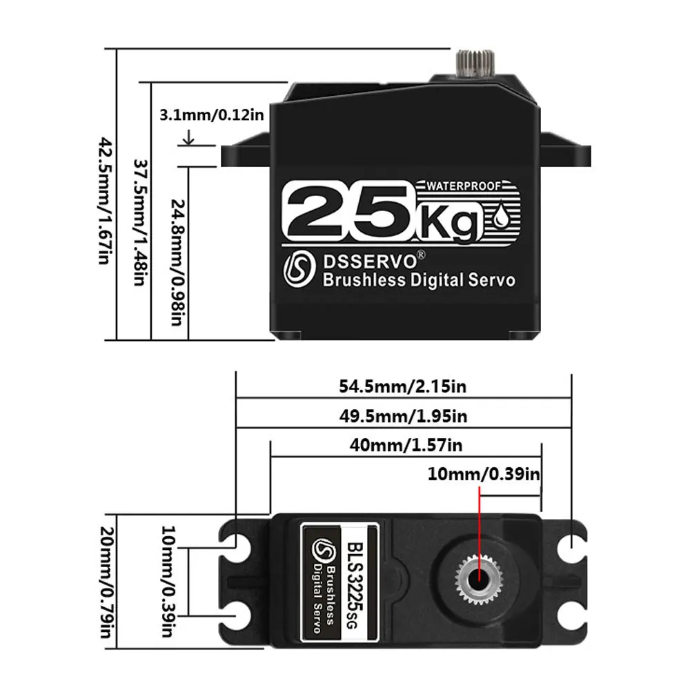 25 kg 35 kg 45 kg 55 kg digitaler Servomotor Ganzmetall 180/270/360 Grad Hochgeschwindigkeitsbürstenlos für RC Baja Crawler Car Robot DIY