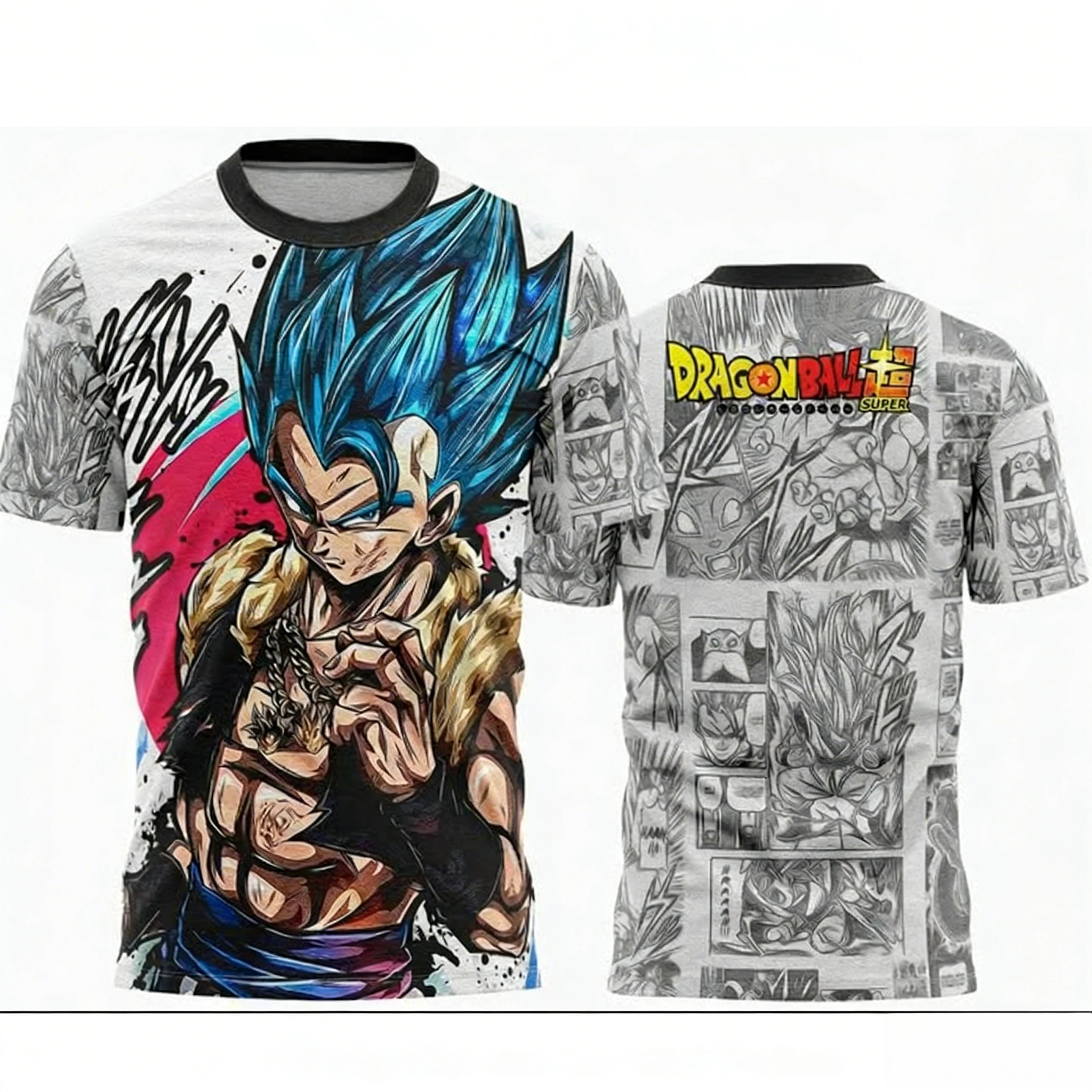

Летняя футболка 2026 Dragon Ball в стиле ретро, мужская оверсайз футболка с 3D-принтом, с коротким рукавом, семейная унисекс спортивная футболка для детей