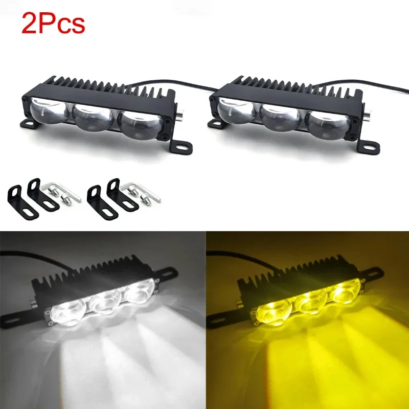 Dual-Color Yellow And White LED Light for Headlights Bumper Fog Lights Grille Lights Work Lights 3 Lenses Car Lighting 5 Lenses