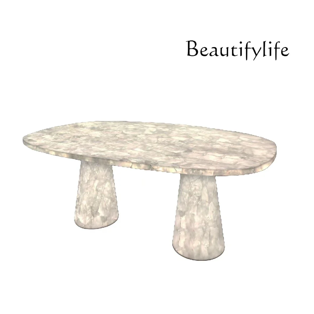 X Jade Dining Table Italian Living Room Design Large Flat-floor Villa High-end Custom Dining Table