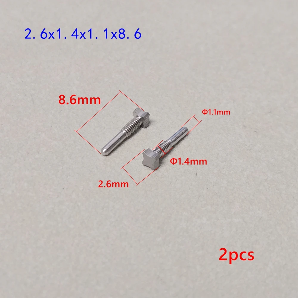 2 шт. Применимо к винтам для ремешка для часов Richard, четырехугольные/четыре звездочки, угольно-серые болты из нержавеющей стали